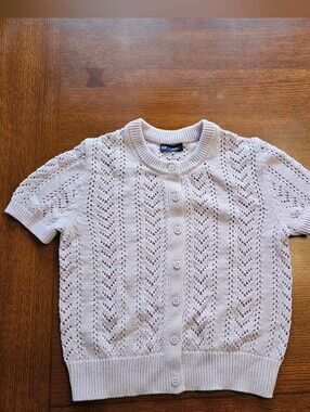 Gap Lavendar Pointelle Short Sleeve Cardigan Sweater Small